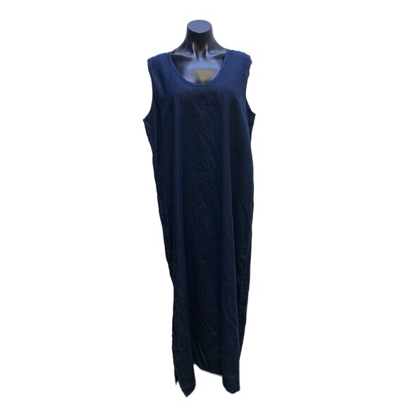 Flax Dresses & Skirts - NWT Flax Womens Midnight Blue Classic Tank Maxi Linen Dress Size Large